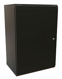 Шкаф коммутационный WRline (WR-TW-1845-SR-RAL9004) настенный 18U 600x450мм пер.дв.металл 2 бок.пан. направл.под винты 60кг черный 370мм 908мм IP20 ст