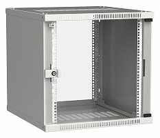 Шкаф коммутационный ITK Linea WE (LWE3-09U64-GF) настенный 9U 600x450мм пер.дв.стекл направл.под закл.гайки 50кг серый 400мм 200град. 450мм IP20 стал