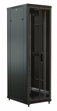 Шкаф коммутационный WRline (WR-TT-2766-DD-RAL9004) напольный 27U 600x600мм пер.дв.перфор.2ств. задн.дв.перфор.2-хст. 2 бок.пан. направл.под винты 800