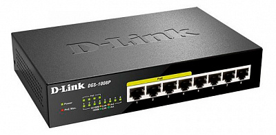 Коммутатор D-Link DGS-1008P/F1A 8G 4PoE 80W неуправляемый