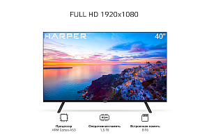 Телевизор LED 40" Harper 40F720TS Smart TV черный безрамочный