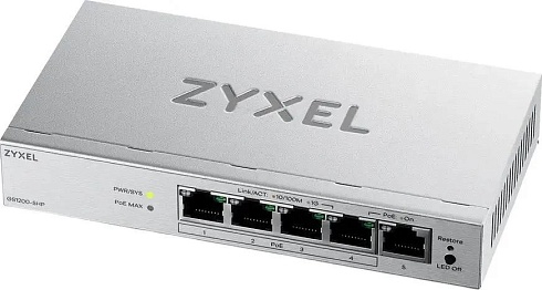 Коммутатор Zyxel GS1200-5HPV3-EU0101F (L2) 5x1Гбит/с 4PoE+ 68W управляемый