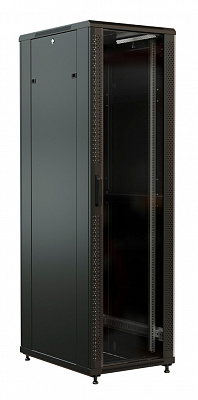 Шкаф серверный WRline (WR-TT-3268-AS-RAL9004) напольный 32U 600x800мм пер.дв.стекл задн.дв.стал.лист 2 бок.пан. 800кг черный 710мм 1610мм IP20 сталь