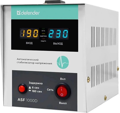 Стабилизатор напряжения Defender ASF 1000D 600Вт 1000ВA белый (99035)