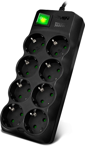 Сетевой фильтр SVEN SF-08E-16 8роз. 5м черный (SV-021726)