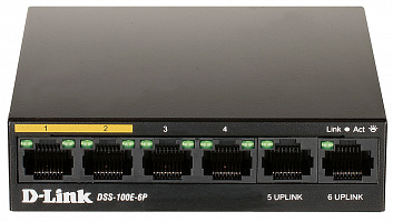 Коммутатор D-Link DSS-100E-6P/A1A 6x100Mb 4PoE+ 55W неуправляемый