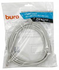 Патч-корд Buro UTP 4 пары cat6 CCA molded 3м серый RJ-45 (m)-RJ-45 (m)