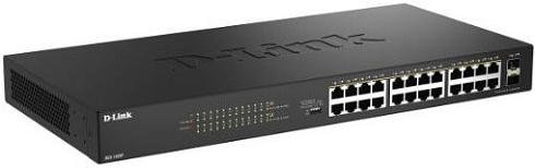 Коммутатор D-Link DGS-1026P/A1A (L2) 24x1Гбит/с 2SFP 24PoE (af/at) 240W неуправляемый