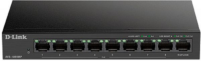 Коммутатор D-Link DES-1009MP/A1A 8x100Mb 1G 8PoE+ 117W неуправляемый