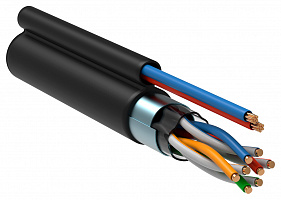 Витая пара ITK с кабелем питания LC3-C5E04-379 кат.5E F/UTP 4X2X24AWG LDPE внешний 305м черный