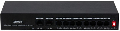 Коммутатор Dahua DH-PFS3010-8ET-65 10x100Mb 8PoE+ 65W неуправляемый