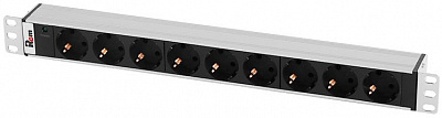 ЦМО Блок розеток Rem-10 без шнура с инд., 9 Schuko, вход IEC 60320 C14, 10A, алюм., 19" (R-10-9S-I-440-Z)