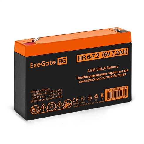 Батарея для ИБП ExeGate HR 6-7.2 6В 7.2Ач (EX285651RUS)