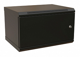 Шкаф коммутационный WRline (WR-TW-0645-SR-RAL9004) настенный 6U 600x450мм пер.дв.металл 2 бок.пан. направл.под винты 60кг черный 350мм 367мм IP20 ста