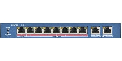 Коммутатор Hikvision DS-3E0310HP-E(C) (L2) 8x100Мбит/с 2x1Гбит/с 7xPoE+ 1xPoE++ 110W неуправляемый