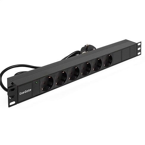 Блок розеток ExeGate ServerPro PDU-19H603 Al-6S-EU2.5 6роз. 2,5м черный (EX280828RUS)