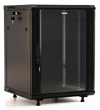 Шкаф коммутационный Hyperline (TWB-FC-1566-GP-RAL9004) настенный 15U 600x600мм пер.дв.стекл 60кг черный 787мм IP20 сталь