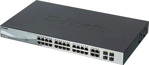 Коммутатор D-Link DGS-1210-28/F 28G 24х1Гбит/с 4хКомбо(1000BASE-T/SFP) 24PoE 193W управляемый