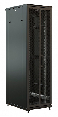 Шкаф серверный WRline (WR-TT-2268-DD-RAL9004) напольный 22U 600x800мм пер.дв.перфор.2ств. задн.дв.перфор.2-хст. 2 бок.пан. 800кг черный 710мм 65.8кг