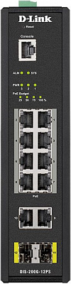 Коммутатор D-Link DIS-200G-12PS/A 10G 2SFP 8PoE 240W управляемый