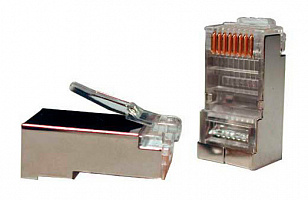 Коннектор Hyperline (PLUG-8P8C-U-C5-SH-100) FTP кат.5e RJ45 прозрачный (упак.:100шт)