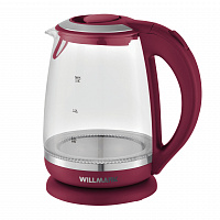 Чайник электрический Willmark WEK-2005G 2.0л 2200Вт бордовый/серебристый