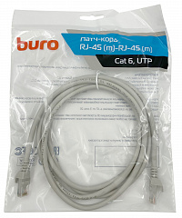 Патч-корд Buro UTP 4 пары cat6 CCA molded 2м серый RJ-45 (m)-RJ-45 (m)