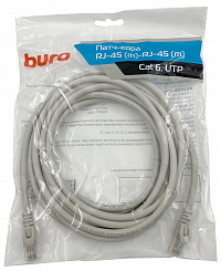 Патч-корд Buro UTP 4 пары cat6 CCA molded 5м серый RJ-45 (m)-RJ-45 (m)