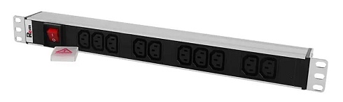 ЦМО Блок розеток Rem-10 без шнура с выкл., 10 IEC 60320 C13, вход IEC 60320 C14, 10A, алюм., 19" (R-10-10C13-V-440-Z)