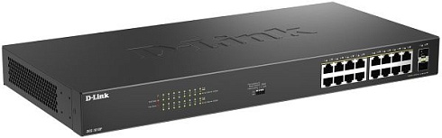 Коммутатор D-Link DGS-1018P/B1A (L2) 16x1Гбит/с 2SFP 16PoE (af/at) 240W неуправляемый
